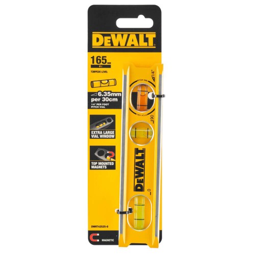 Рівень BILLET TORPEDO з алюмінію довжиною 165 мм з 3 капсулами і магнітами DeWALT DWHT42525-0 - фото 2
