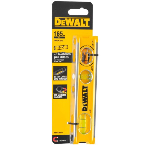 Рівень BILLET TORPEDO з алюмінію довжиною 165 мм з 3 капсулами і магнітами DeWALT DWHT42525-0 - фото 3